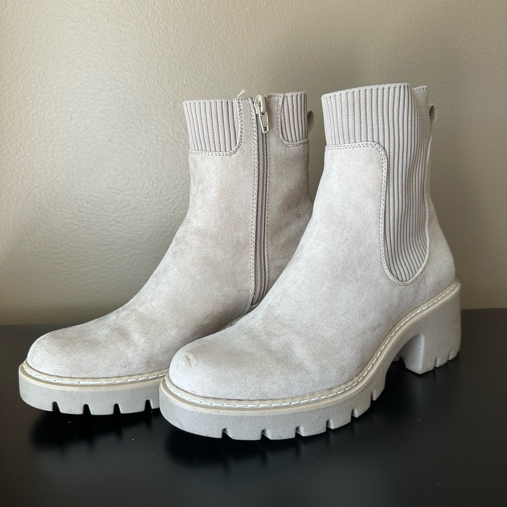NOBO Cream Ankle Boots with Chunky Sole